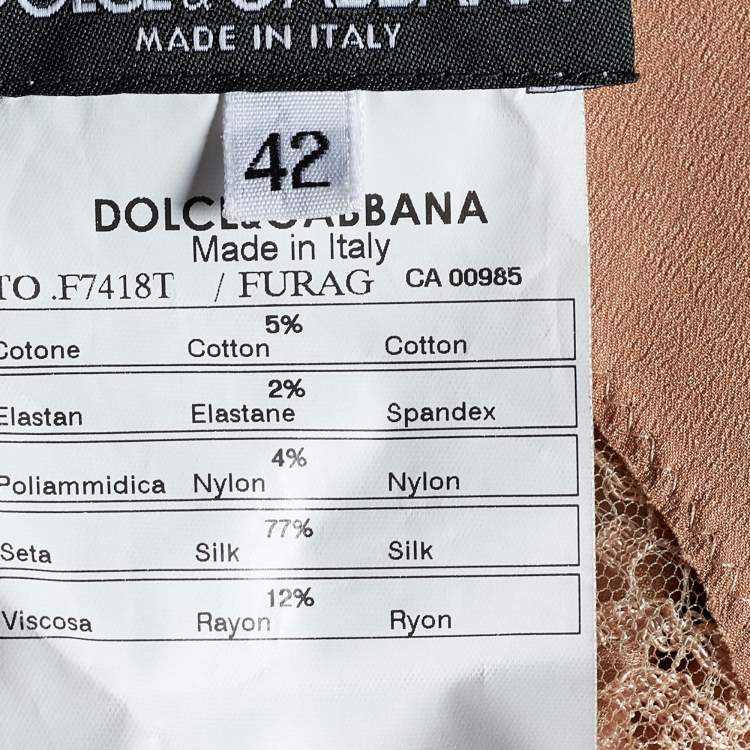 مملوكة مسبقًا Dolce & Gabbana Beige Satin & Lace Cami Top M
