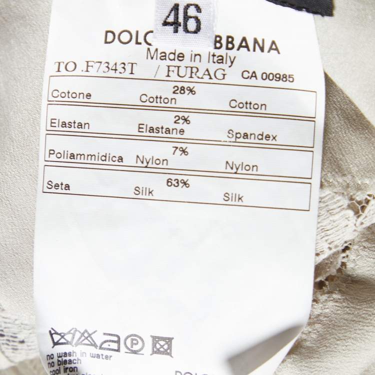 Pre Owned Dolce & Gabbana Silver Grey Satin & Lace Tank Top L