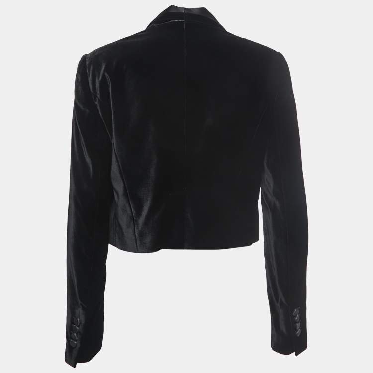 Pre Owned Dolce & Gabbana Black Velvet & Satin Lapel Detailed Blazer M