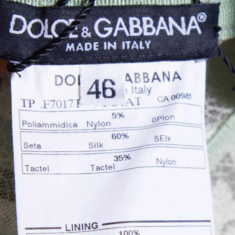 Pre Owned Dolce & Gabbana Light Green Silk & Lace Corset Top L