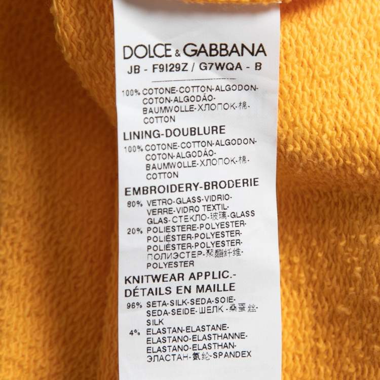 Pre Owned Dolce & Gabbana Orange/Pink Jersey Logo Embellished Hooded Sweatshirt M