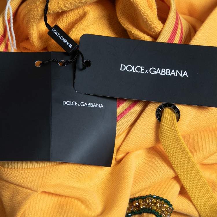 Pre Owned Dolce & Gabbana Orange/Pink Jersey Logo Embellished Hooded Sweatshirt M