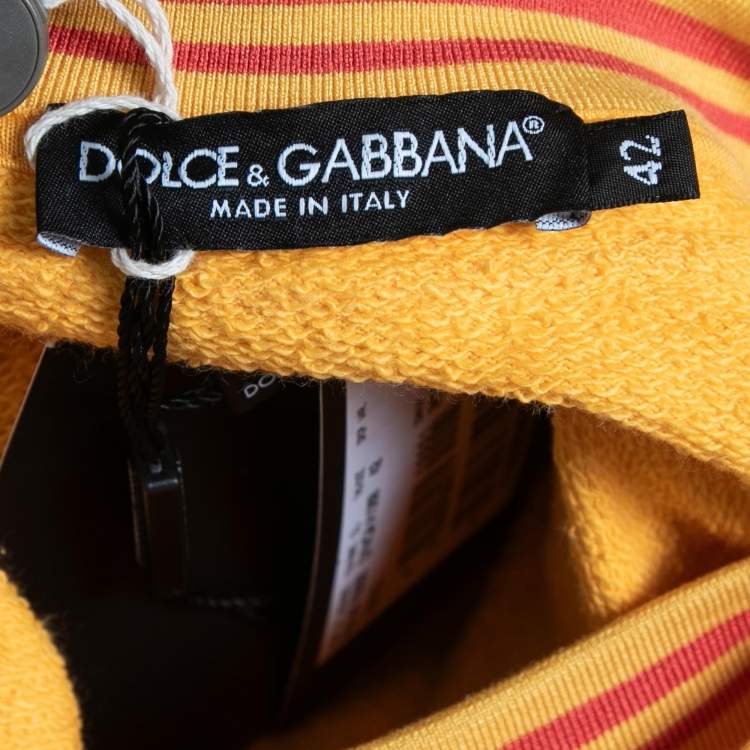 Pre Owned Dolce & Gabbana Orange/Pink Jersey Logo Embellished Hooded Sweatshirt M
