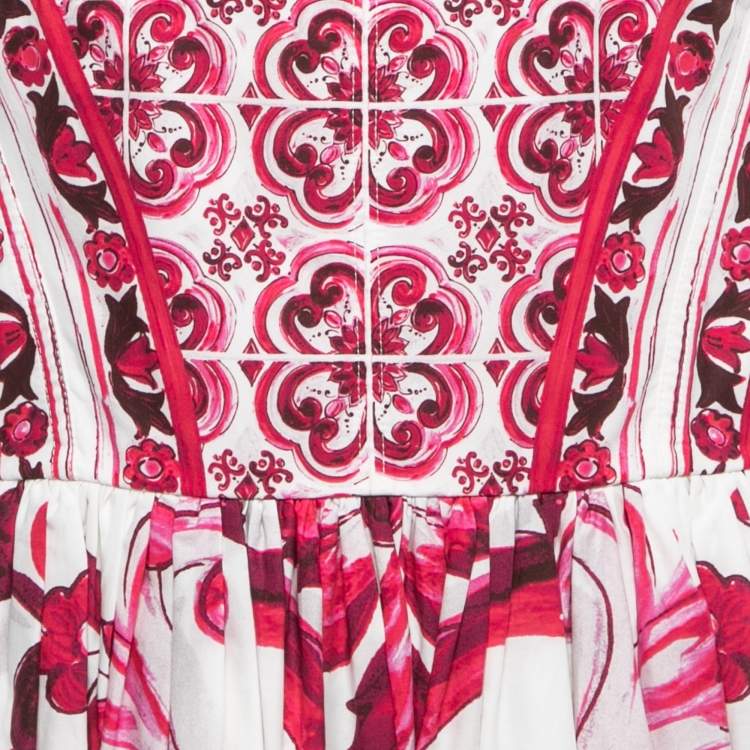 Pre Owned Dolce & Gabbana Pink Majolica Printed Cotton Maxi Dress M