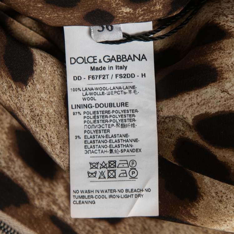 Pre Owned Dolce & Gabbana Brown Floral Animal Print Wool Shift Dress S
