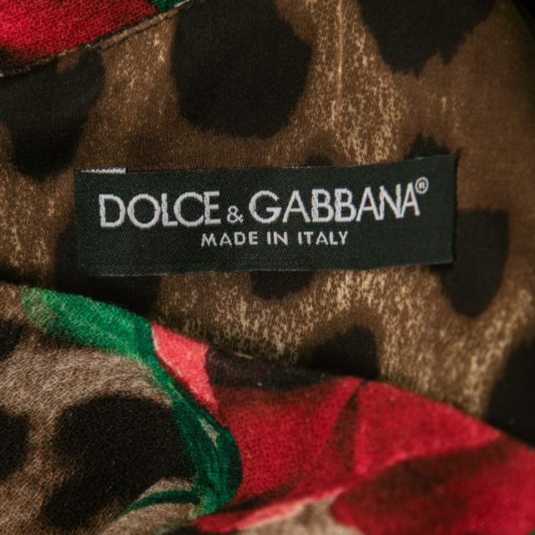Pre Owned Dolce & Gabbana Brown Floral Animal Print Wool Shift Dress S