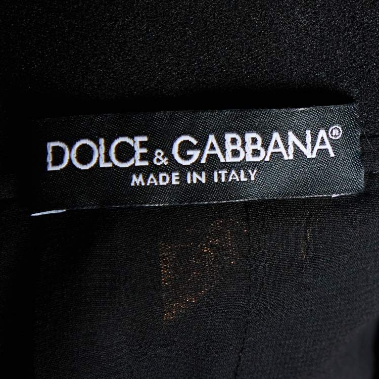 مملوكة مسبقًا Dolce & Gabbana Black & Brown Lurex Silk Fringed Skirt L