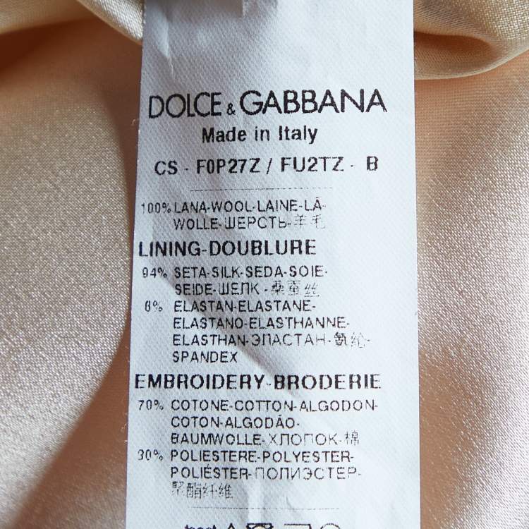 Pre Owned Dolce & Gabbana Red Wool Flower Applique Button Front Coat L