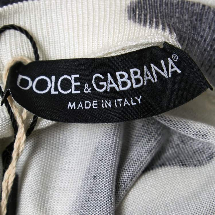 Pre Owned Dolce & Gabbana White/Black Silk Knit Sleeveless Top M