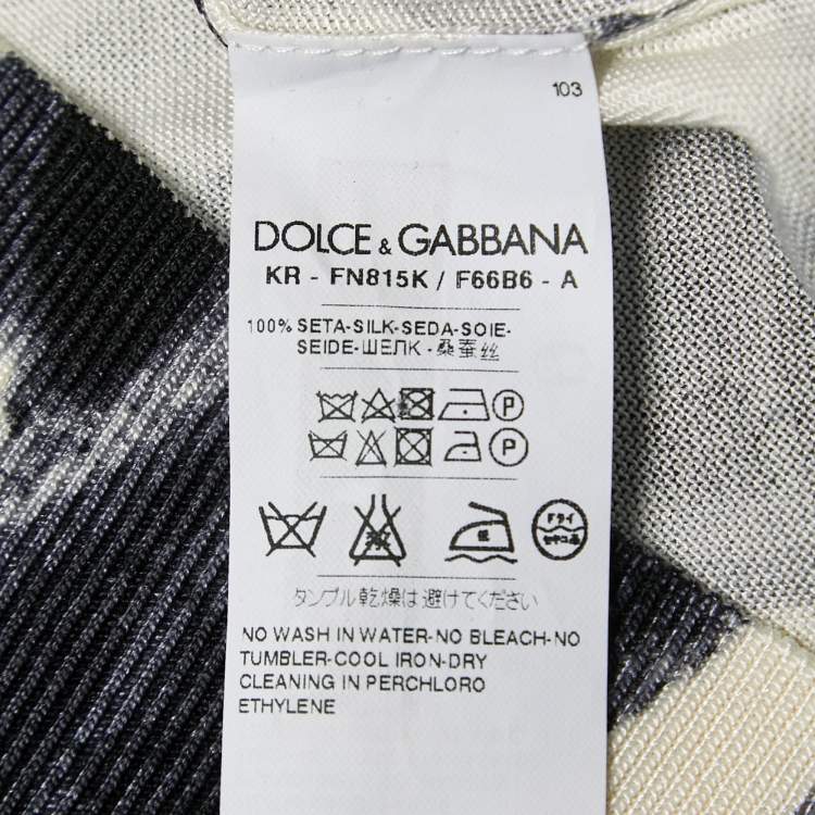 Pre Owned Dolce & Gabbana White/Black Silk Knit Sleeveless Top M