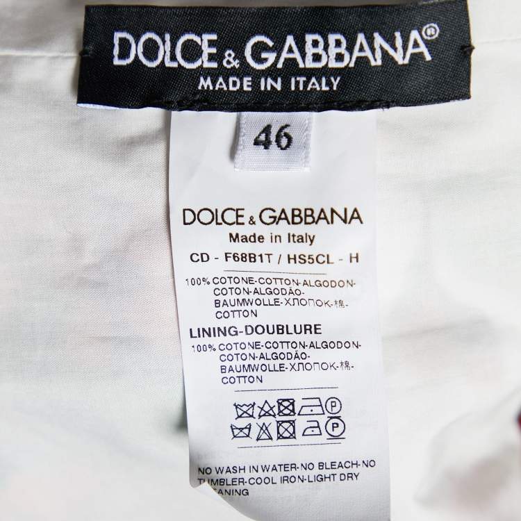 Pre Owned Dolce & Gabbana Red Geranium Printed Cotton Sleeveless Mini Dress L