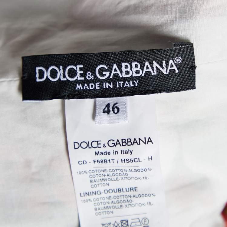 Pre Owned Dolce & Gabbana Red Geranium Printed Cotton Sleeveless Mini Dress L
