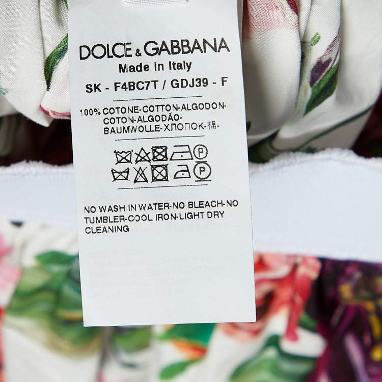Pre Owned Dolce & Gabbana White Rose Printed Cotton Mini Skirt M
