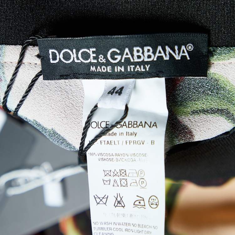 Pre Owned Dolce & Gabbana Beige Rose Printed Crepe & Lace Cami Top & Pants Set L