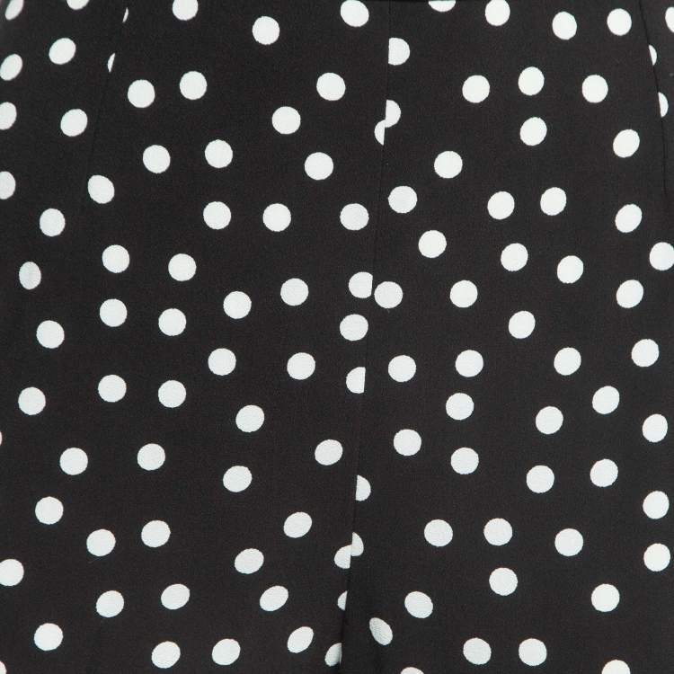 Pre Owned Dolce & Gabbana Polka Black Dot Crepe Trousers XL
