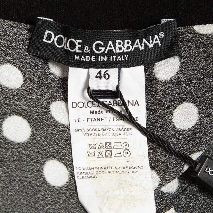 Pre Owned Dolce & Gabbana Polka Black Dot Crepe Trousers XL