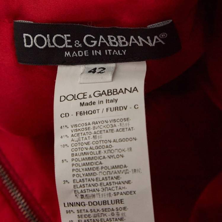 مملوكة مسبقًا Dolce & Gabbana Red Crepe Lace Trim Sleeveless Dress M
