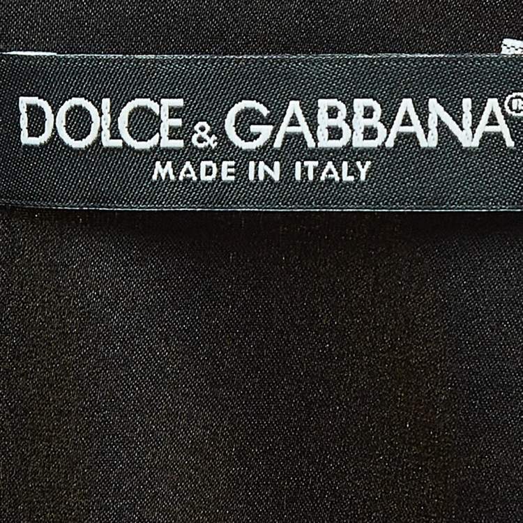 Pre Owned Dolce & Gabbana Black Lemon Print Satin Silk Draped Sleeveless Mini Dress S