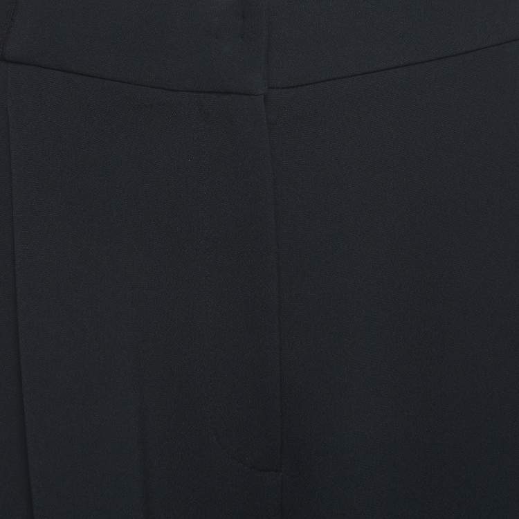 Pre Owned Dolce & Gabbana Black Crepe Logo Tape Detail Pants L