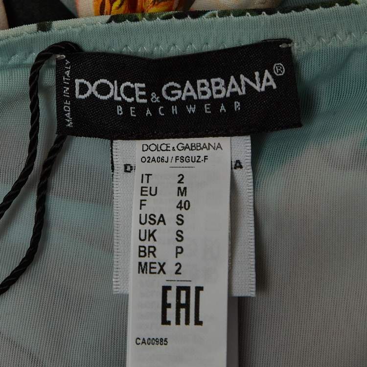 Pre Owned Dolce & Gabbana Light Blue/Pink Floral Print Stretch Jersey Camellia Bikini M