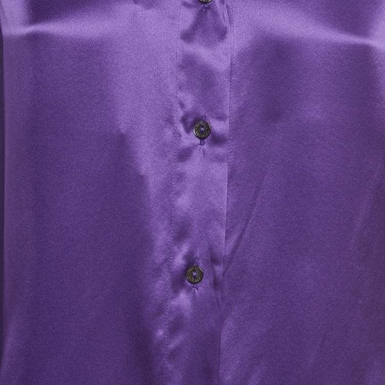 Pre Owned Dolce & Gabbana Purple Silk Semi Sheer Long Sleeve Shirt M