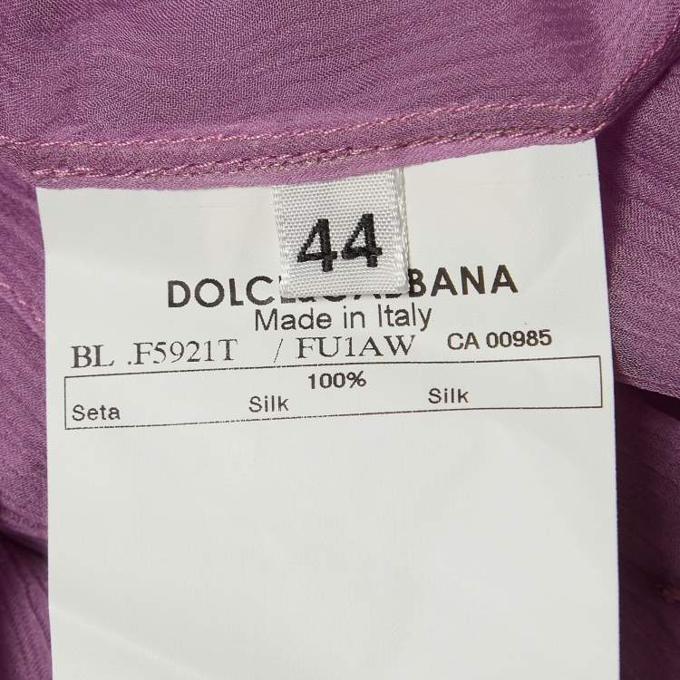 مملوكة مسبقًا Dolce & Gabbana Purple Silk Tie-Up Detail Blouse M