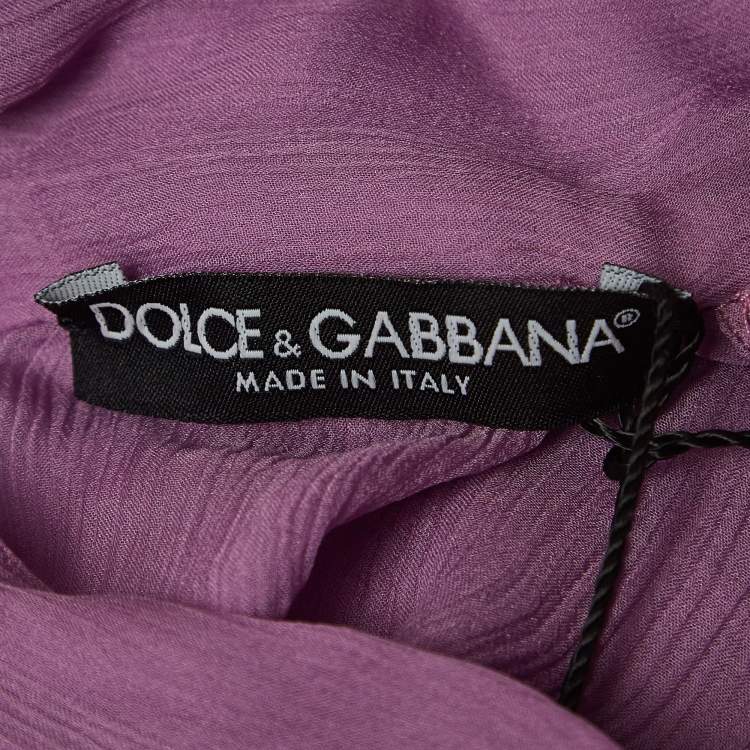 مملوكة مسبقًا Dolce & Gabbana Purple Silk Tie-Up Detail Blouse M