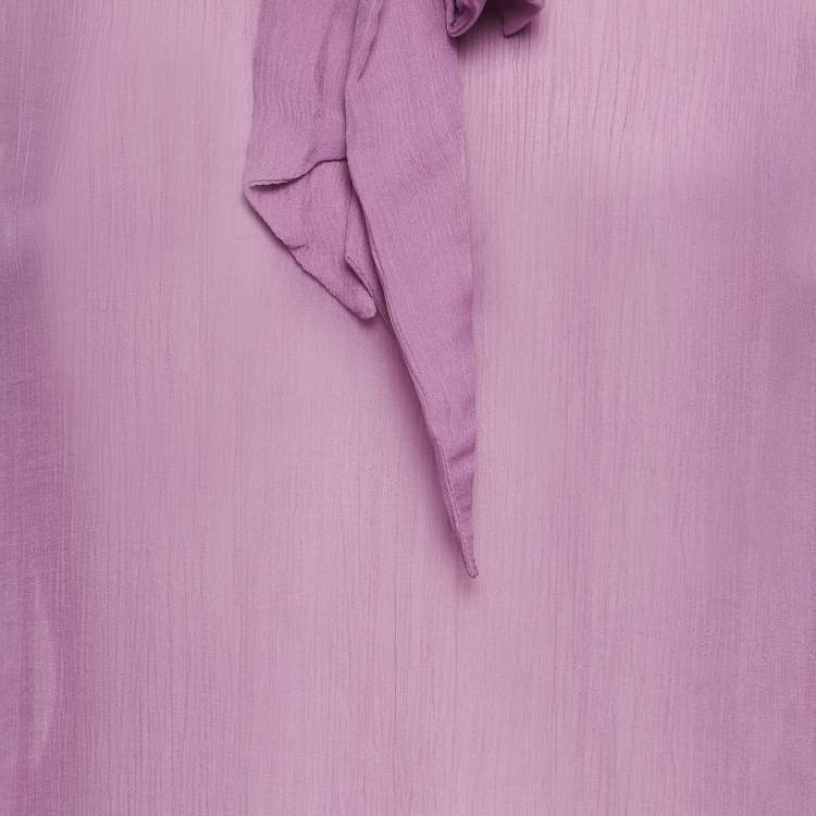 مملوكة مسبقًا Dolce & Gabbana Purple Silk Tie-Up Detail Blouse M