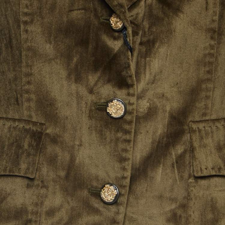 Pre Owned Dolce & Gabbana Green Velvet Single Breasted Jacket M