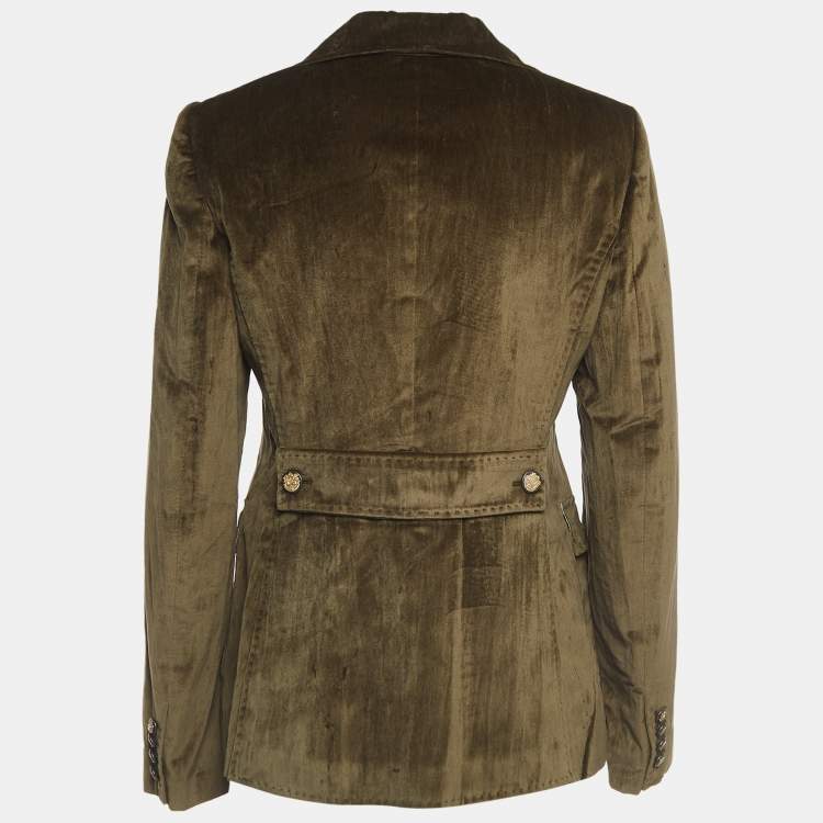 Pre Owned Dolce & Gabbana Green Velvet Single Breasted Jacket M