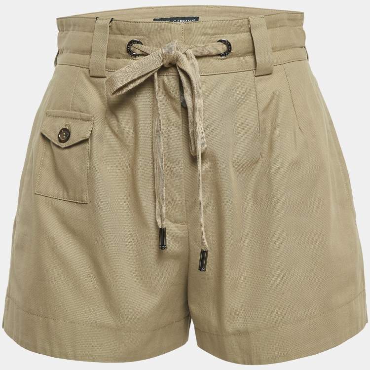 Pre Owned Dolce & Gabbana Beige Cotton Canvas High Waist Shorts S