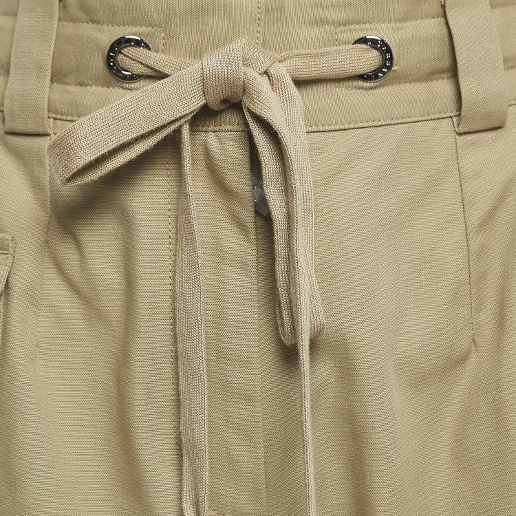 Pre Owned Dolce & Gabbana Beige Cotton Canvas High Waist Shorts S