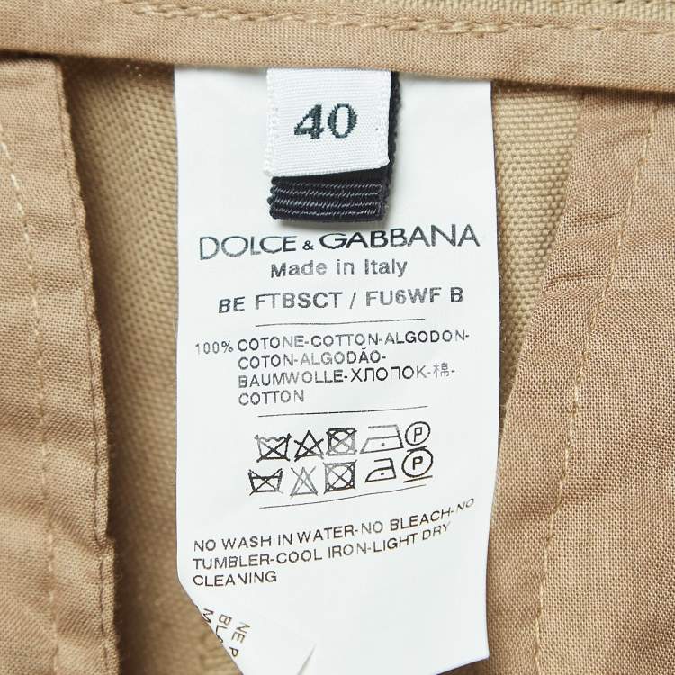 Pre Owned Dolce & Gabbana Beige Cotton Canvas High Waist Shorts S