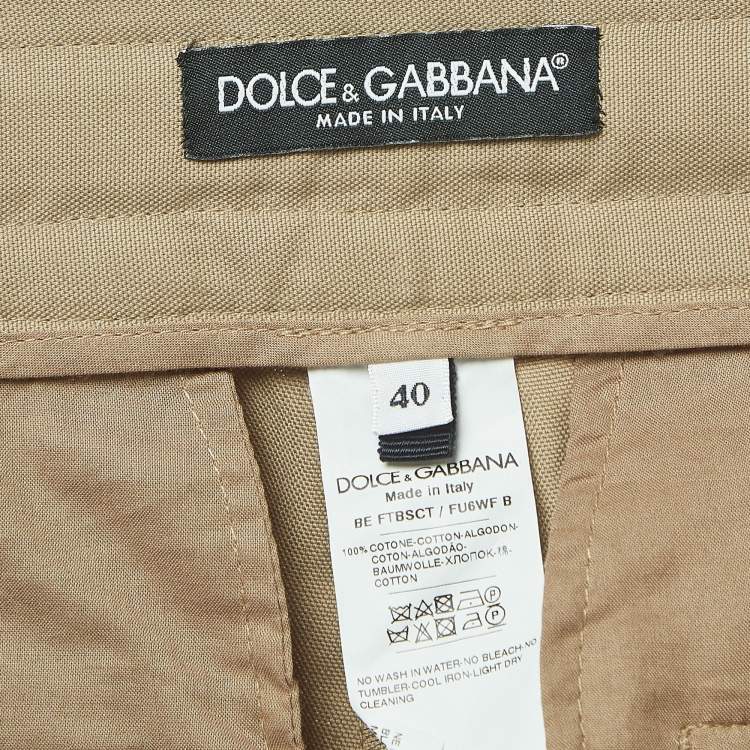 Pre Owned Dolce & Gabbana Beige Cotton Canvas High Waist Shorts S