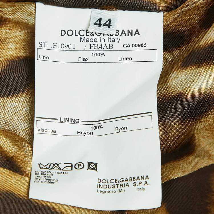 Pre Owned Dolce & Gabbana Navy Blue Pinstripe Linen Single Breasted Suit M