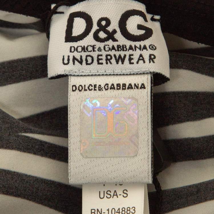 Pre Owned Dolce & Gabbana Under Wear Black/White Print Stretch Nylon Strappy Top M