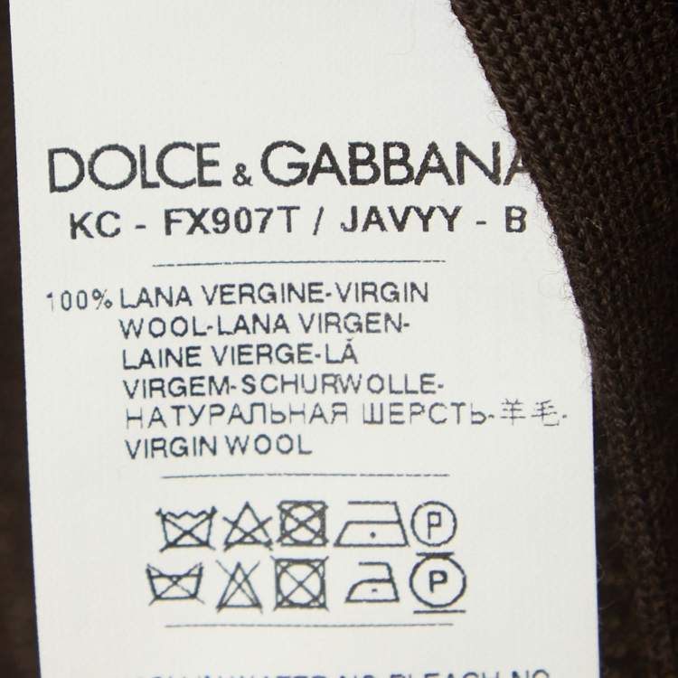 Pre Owned Dolce & Gabbana Brown Wool Wrap Around Cardigan M
