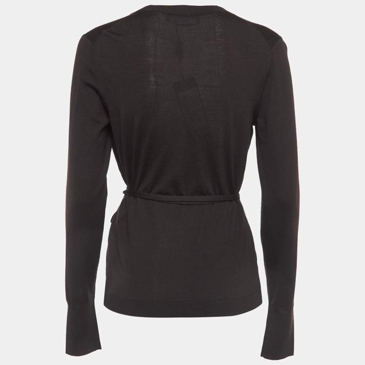 Pre Owned Dolce & Gabbana Brown Wool Wrap Around Cardigan M