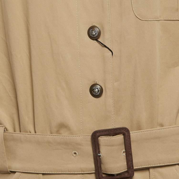 Pre Owned Dolce & Gabbana Beige Cotton Belted Cargo Jumpsuit M
