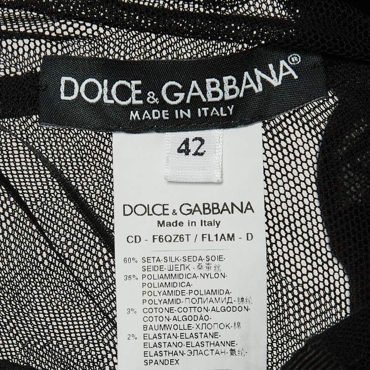 Pre Owned Dolce & Gabbana Black Tulle Semi Sheer Strapless Corset Dress M