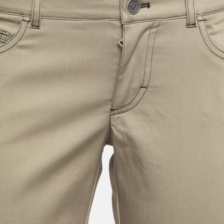 Pre Owned Dolce & Gabbana Green Contrast Side Trim Cotton Slim Trousers M