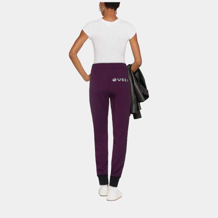 Pre Owned Dolce & Gabbana Purple Knit Logo Band Detail Joggers M (IT 42)