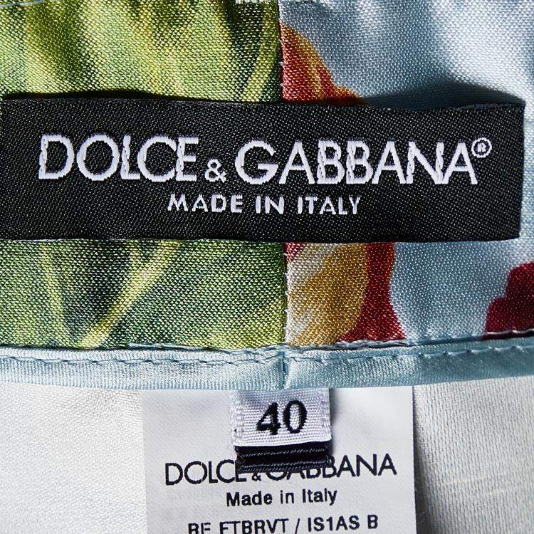 Pre Owned Dolce & Gabbana Blue Floral Print Silk Shorts S (IT 40)