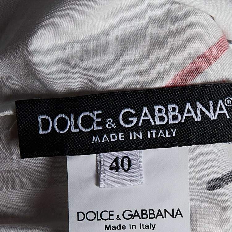 Pre Owned Dolce & Gabbana White Rooster Print Cotton A-line Dress S