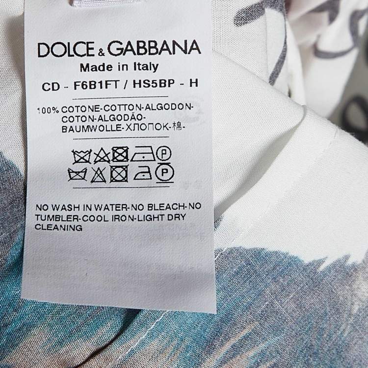 Pre Owned Dolce & Gabbana White Rooster Print Cotton A-line Dress S