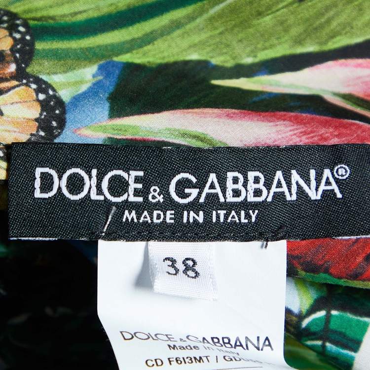 Pre Owned Dolce & Gabbana Green Jungle Print Cotton Mini Dress S