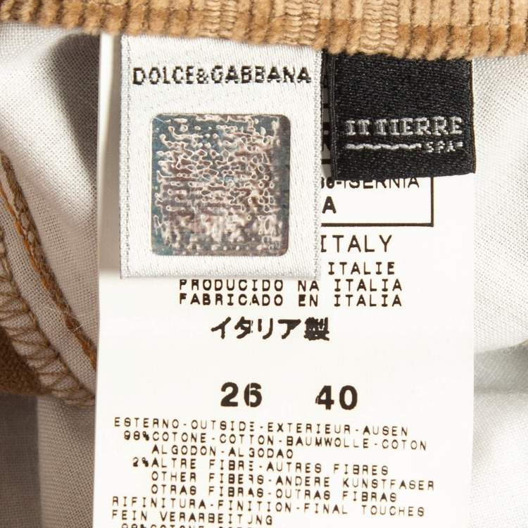 Pre Owned D&G Beige Corduroy & Plaid Wool Blend Trousers S