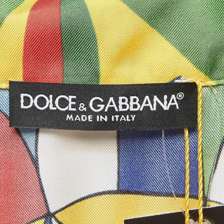 Pre Owned Dolce & Gabbana Multicolor Silk Belted Shirt M