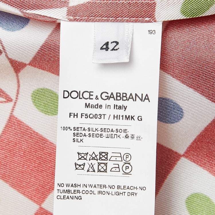 Pre Owned Dolce & Gabbana Multicolor Silk Belted Shirt M