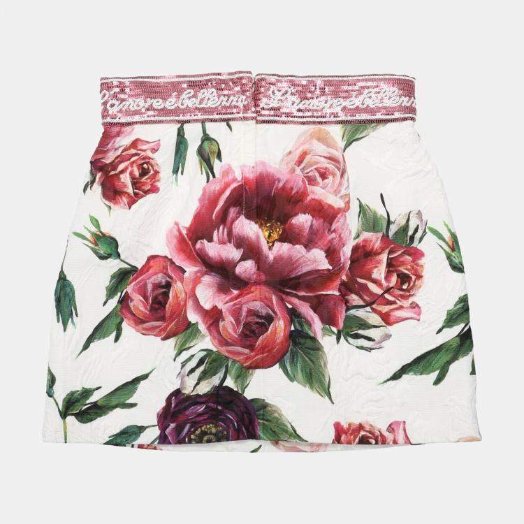 Pre Owned Dolce & Gabbana Multicolor Floral Print Cotton Skirt Size 3Y
